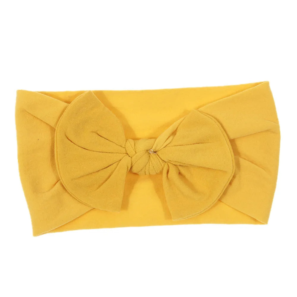 Bohemian children's hairband with wide nylon bow in Army Green, 10.5 x 7.5 cm bow, cloth band