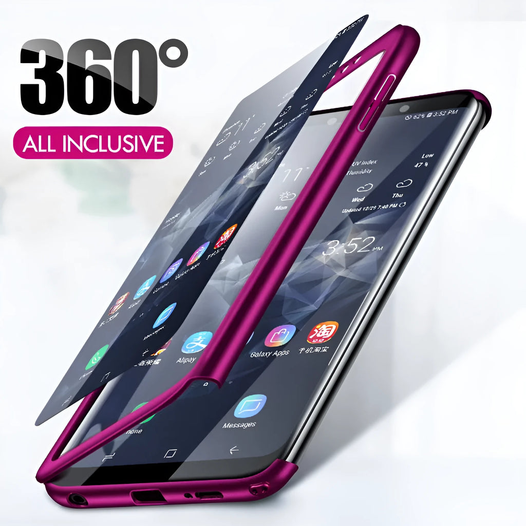 Full cover hard PC phone case for Huawei with tempered film, solid colour back