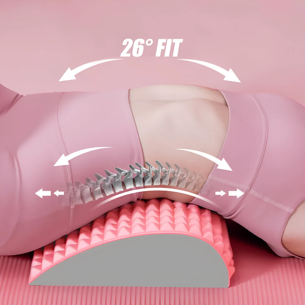 Blue back stretcher pillow for lumbar support with acupressure massage function