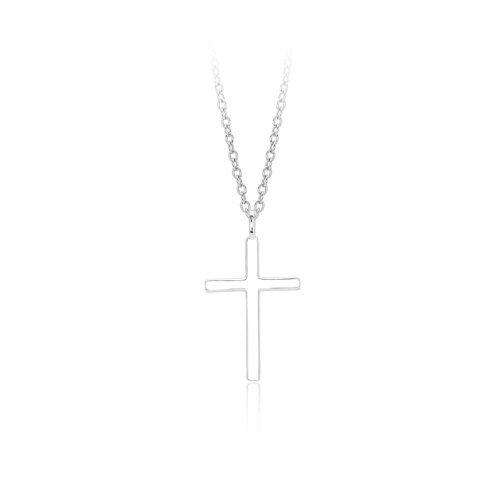 Sterling silver necklace with cross pendant on adjustable O-chain in gold plating