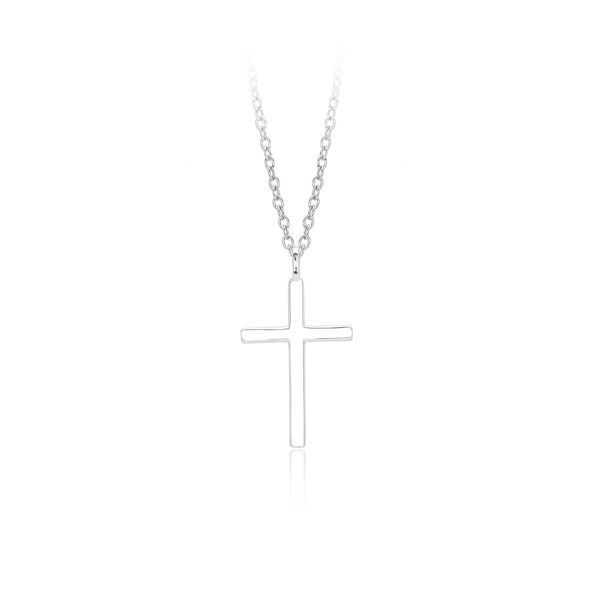 Sterling silver necklace with cross pendant on adjustable O-chain in gold plating