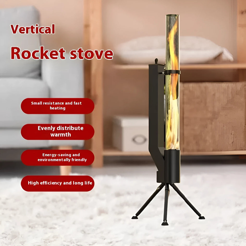 Vertical iron wood burning rocket furnace heating stove for courtyard use