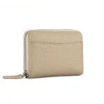 Genuine cowhide leather coin purse with zip closure in multiple solid colours