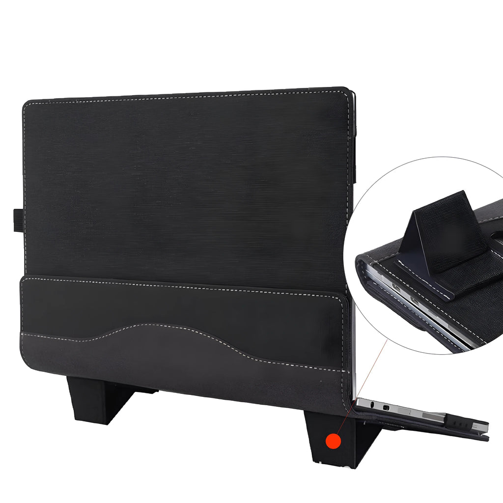 Black imitation leather laptop protective sleeve with built-in bracket for Microsoft Surface Laptop 6