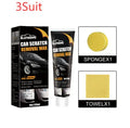 Car scratch wax kit showing 120ml tube, applicator sponge and microfiber towel for automotive paint maintenance