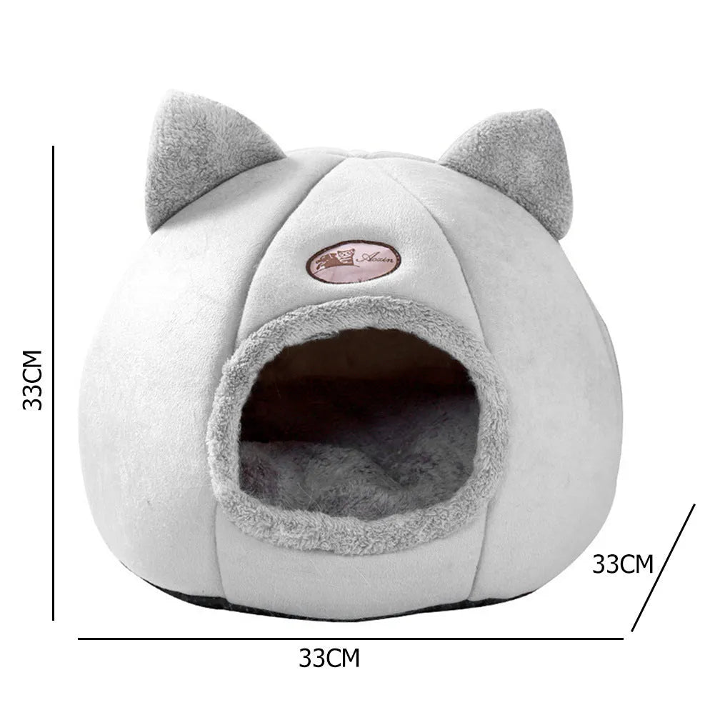 Fully enclosed cat sofa bed, a warm winter nest for indoor use, shown in a large size.