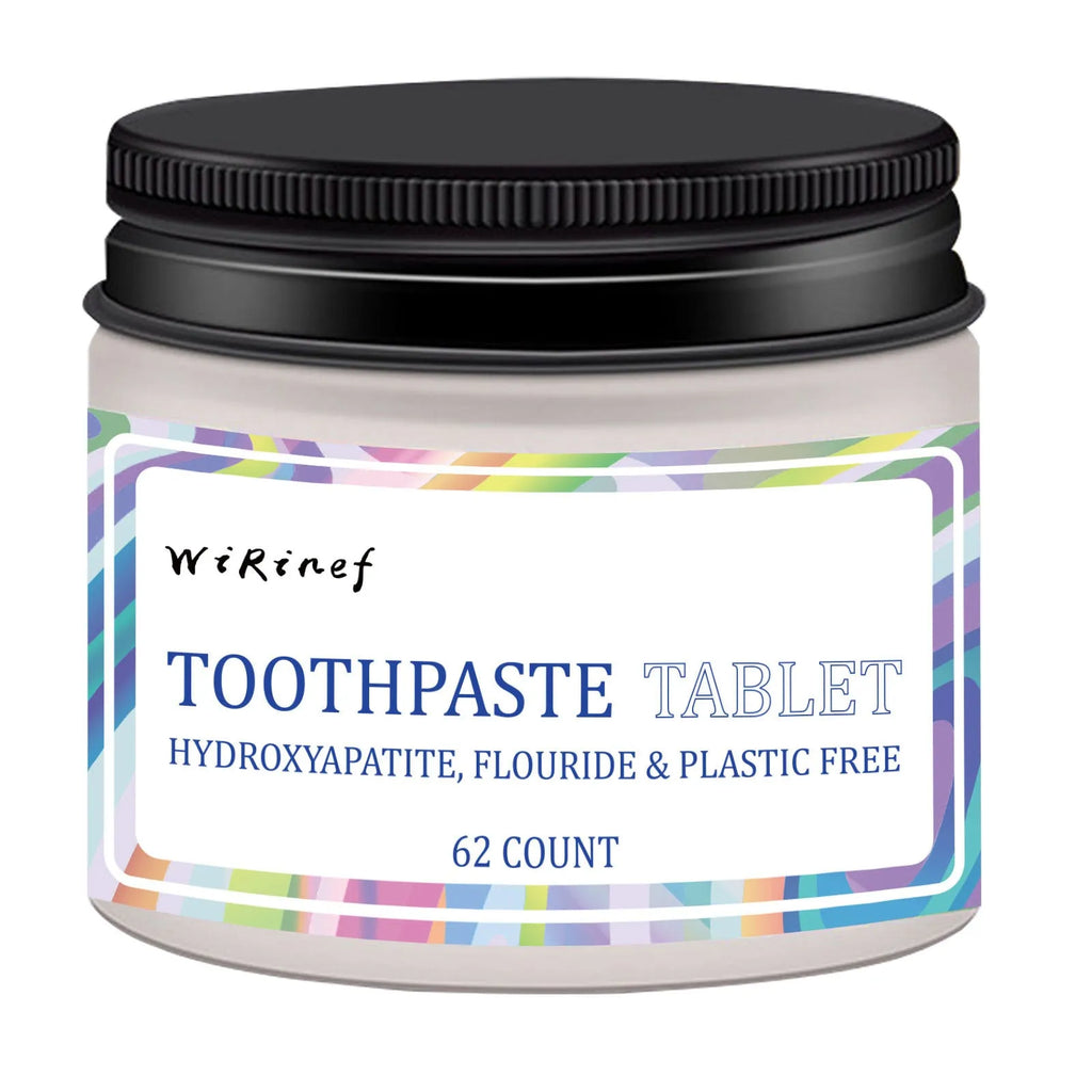62 solid toothpaste tablets in TP19 formulation for portable oral cleaning