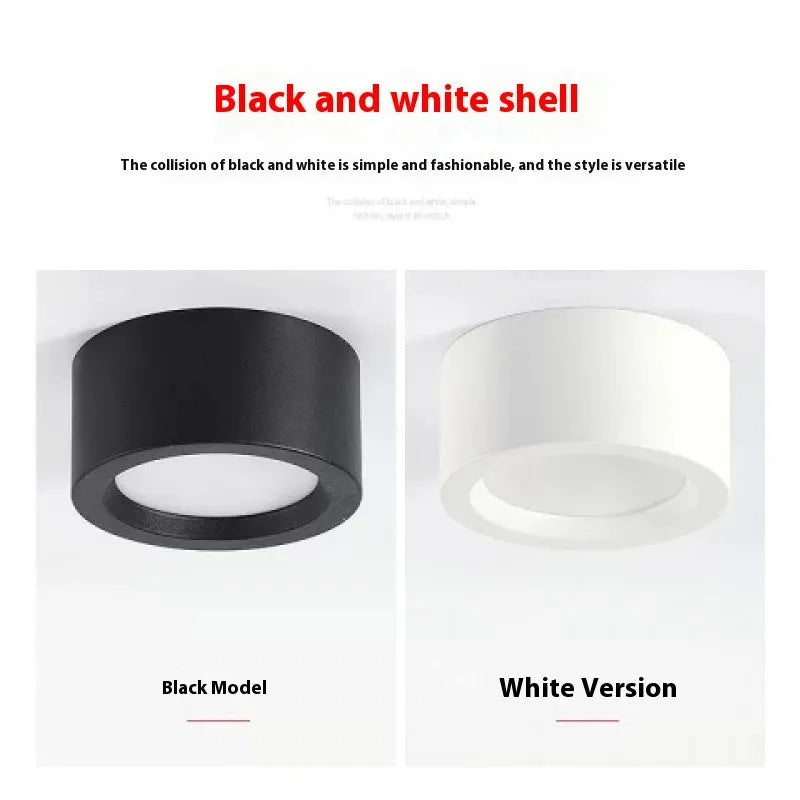 Round surface mounted LED downlight with black shell, white light, 9W to 24W options