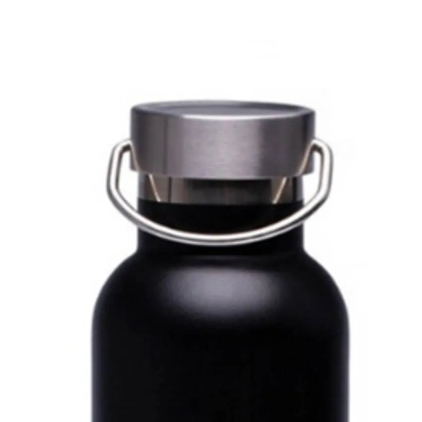 750ml stainless steel sports water bottle in black 24cm high 7.5cm wide 304 steel
