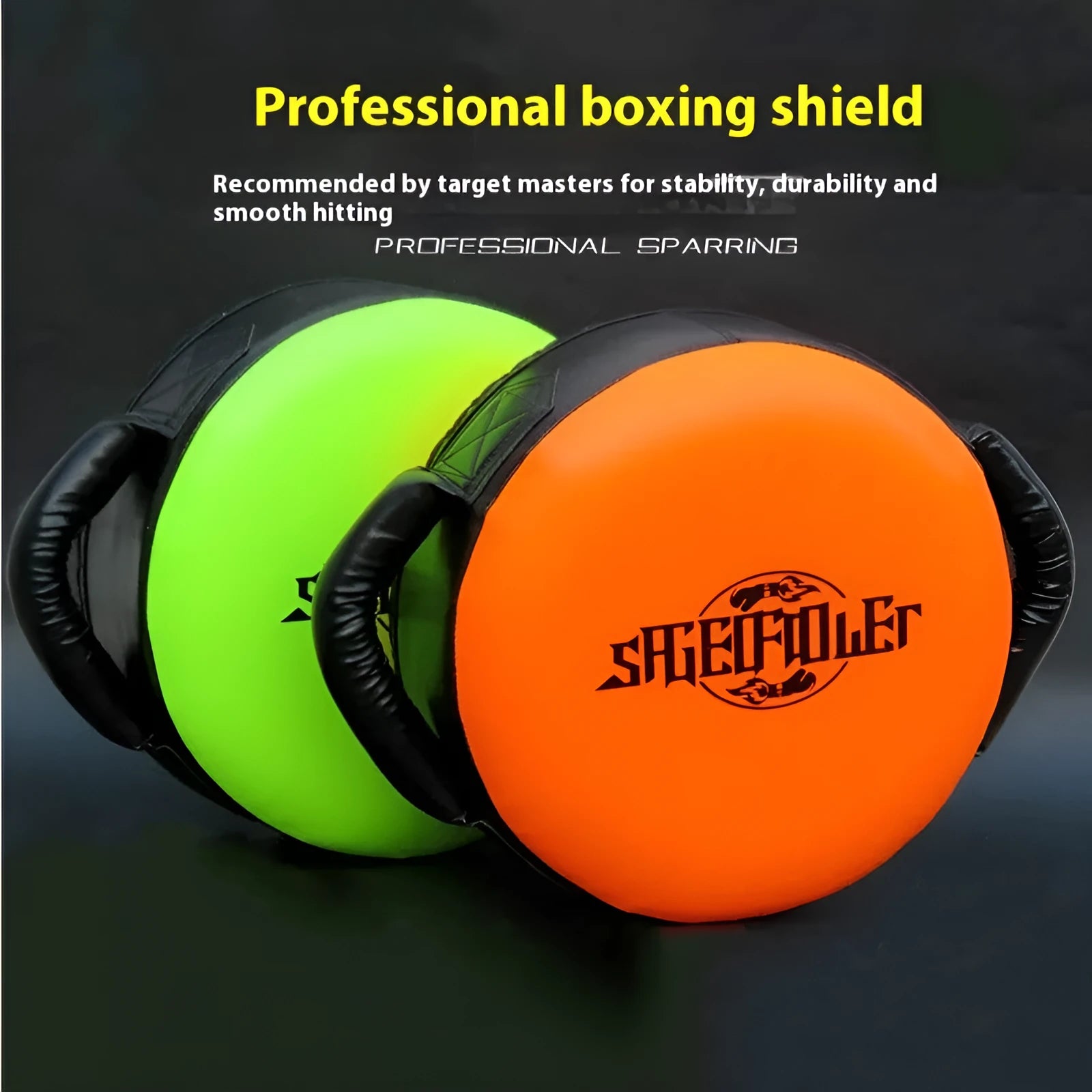 Boxing training shield target handheld PU punching pad in fluorescent green for speed and reflex drills