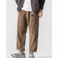 Loose straight-leg pants in chemical fibre blend fabric in dark grey colour