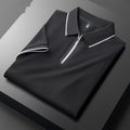 Men's slim fit cotton blend short sleeve top with silk lapel collar in five colour options