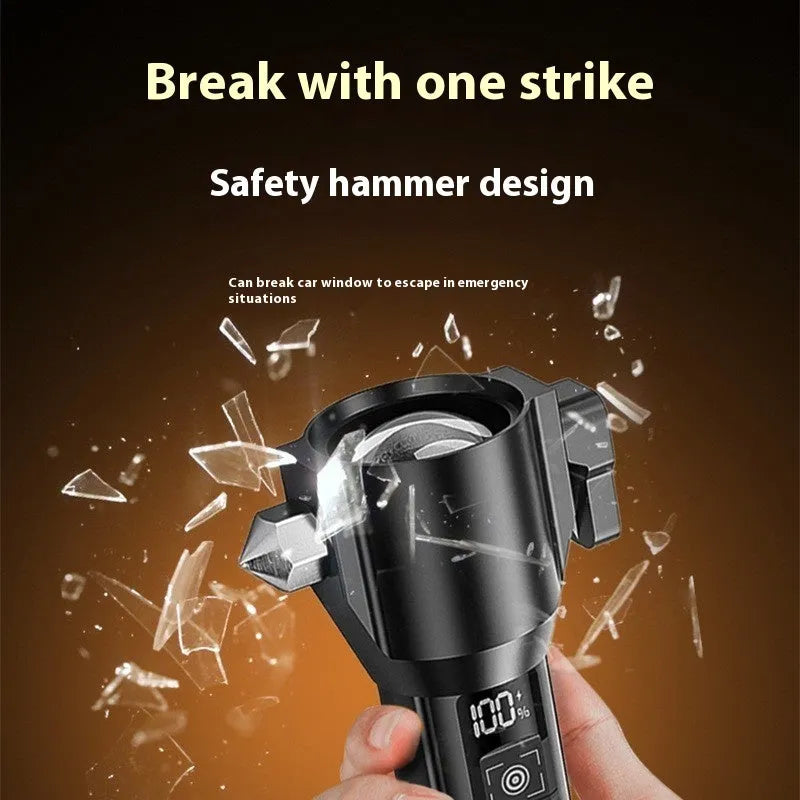 Long-range rechargeable white laser flashlight with red and blue side flash, aluminium alloy body