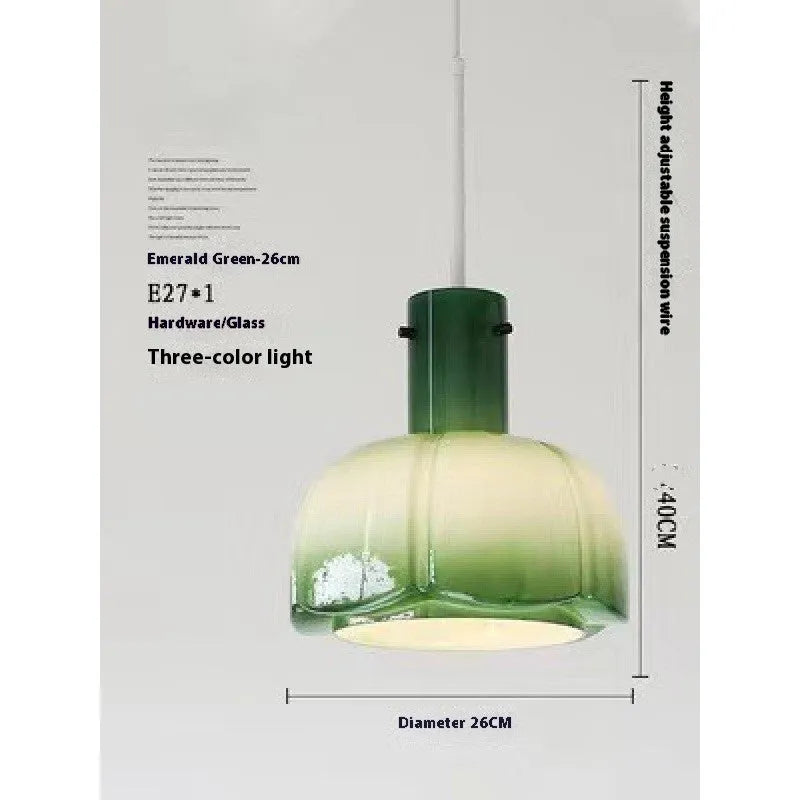 Medieval glass bud chandelier pendant light in retro style with tricolour lighting