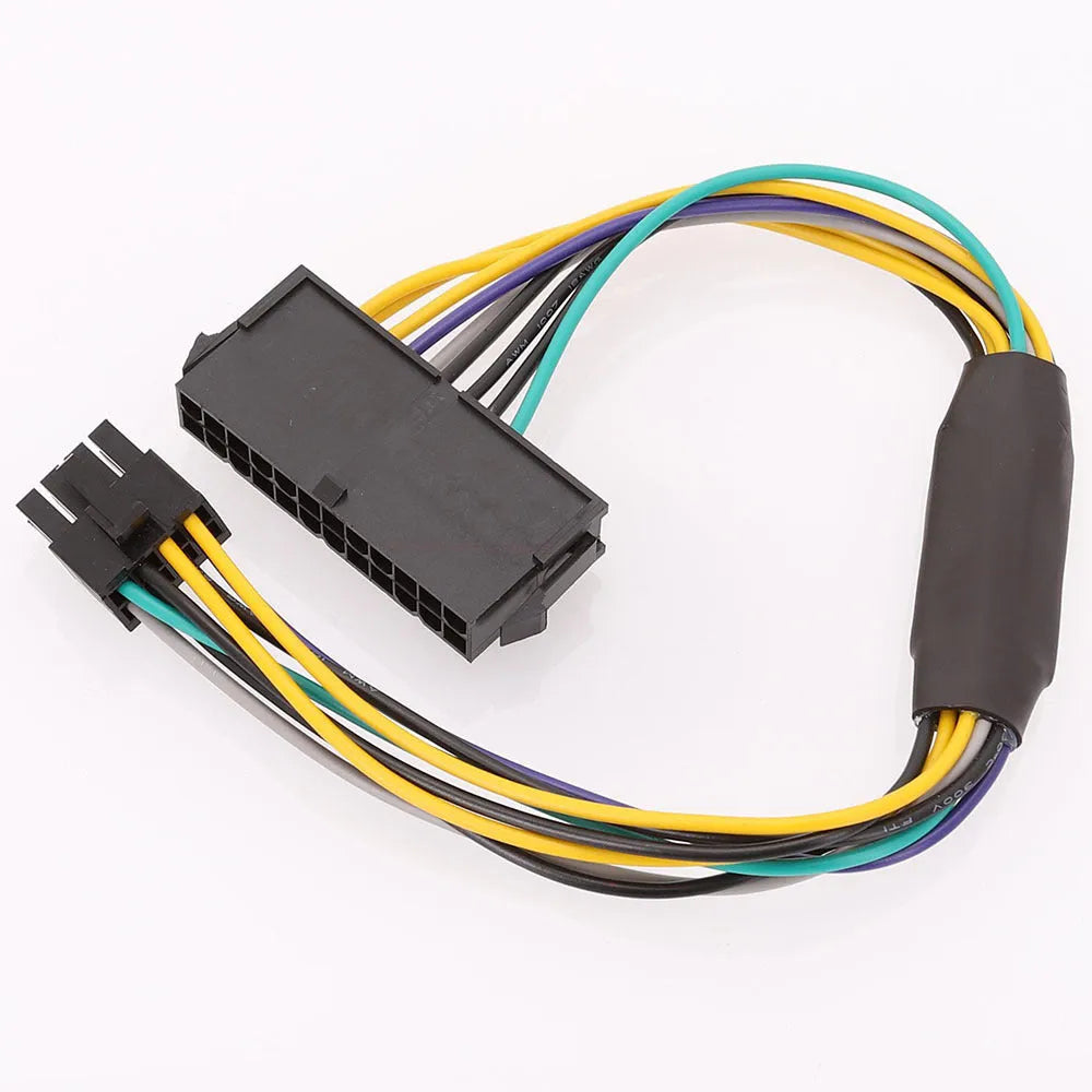 Black DELL Optiplex 8-pin power adapter cable with ATX 24-pin connector on one end, 30cm length.
