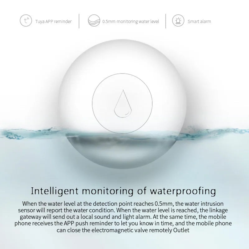 Zigbee wireless water sensor for smart home flood detection with FCC and CE certification