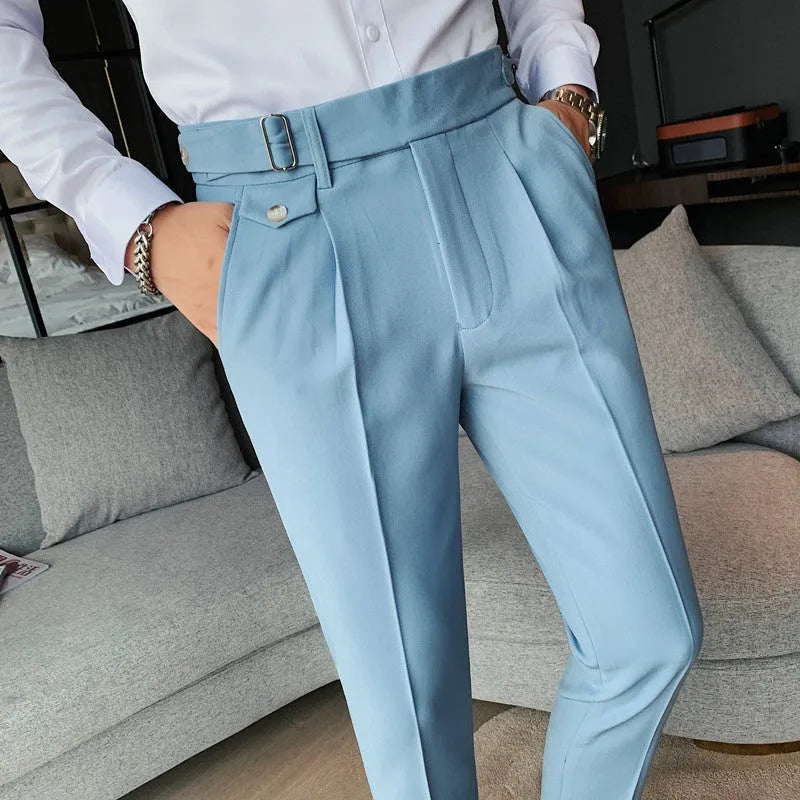Straight leg casual trousers in solid colours available in waist sizes 29 to 36