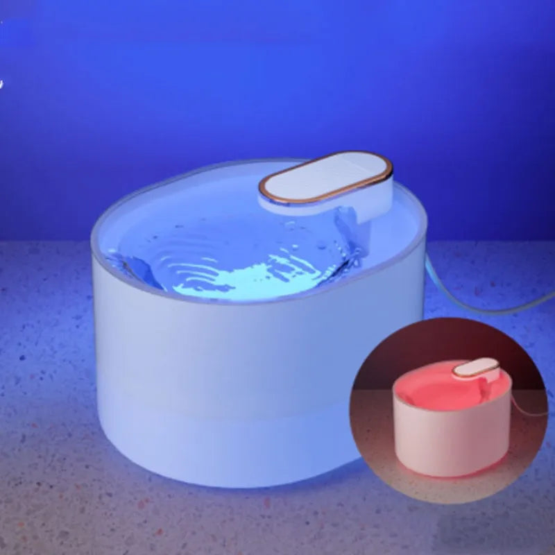 Automatic pet water fountain in Berlin Blue colour with USB cable and water pump.