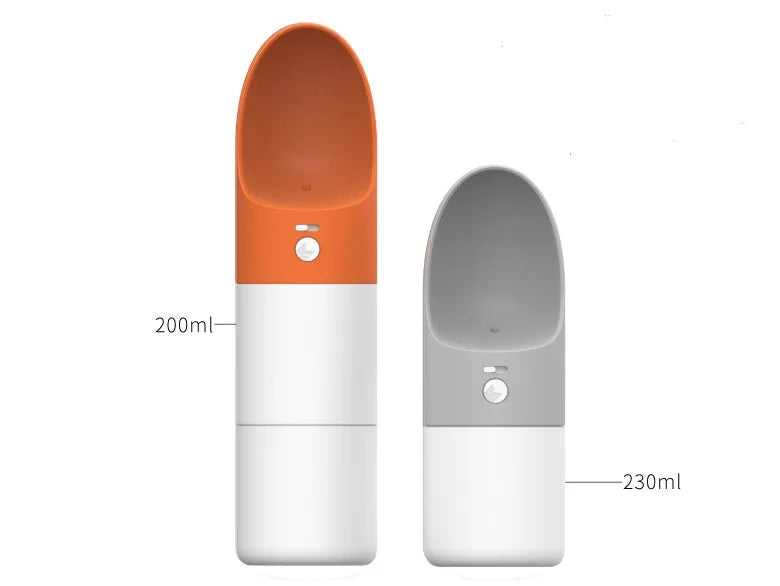 MOESTAR ROCKET portable pet water cup in white grey colour with 270ml capacity and one-button lock