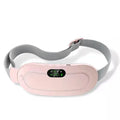 Pink electric menstrual heating pad with controller showing temperature display and vibration settings