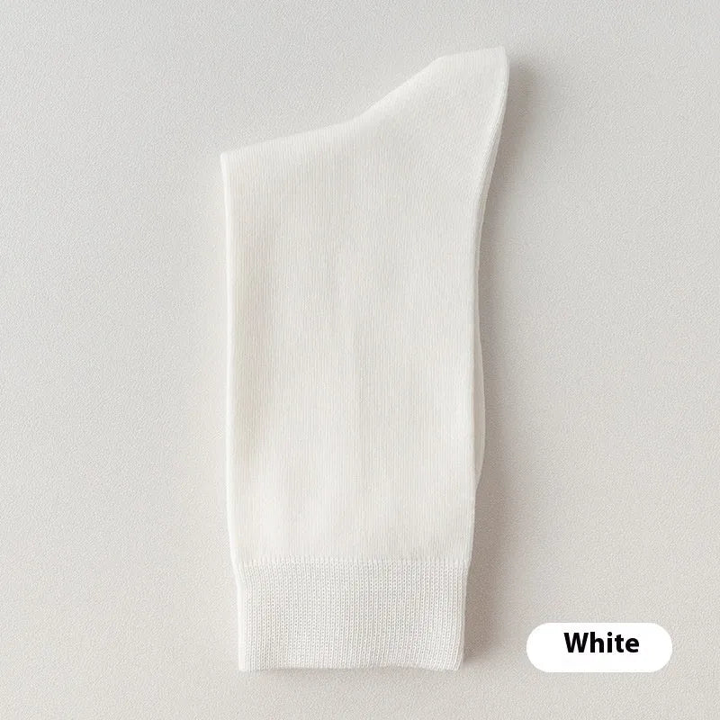 Pure cotton mid-calf business socks for men in solid colours with sweat absorption properties