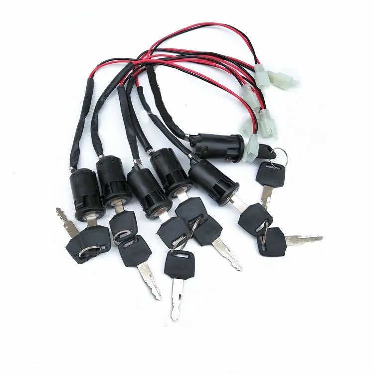 Waterproof electric door lock for car accessories with plastic housing and electrical connections