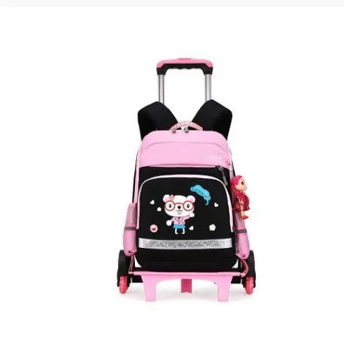 Korean detachable trolley school bag in red or black with Oxford cloth construction and 36-55 litre capacity