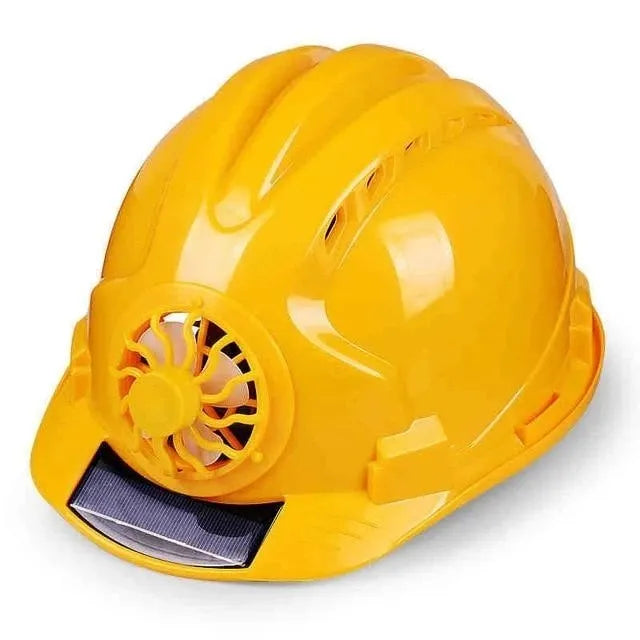 Construction sun protection sunshade helmet with solar fan in blue PE material for outdoor workers