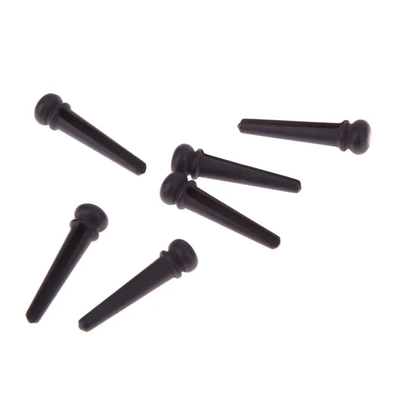 Six ebony guitar string nails with matt black finish for 40-42 inch folk acoustic guitars