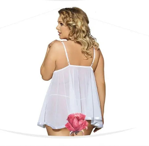 A purple seamless lace sleepdress for women, shown on a hanger, available in sizes up to 6XL.