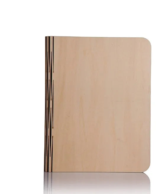 Solid wood USB book light in three sizes on a wooden table.