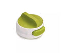 Green and red stainless steel lid opener tool for jars and bottles, 6.7 cm long.