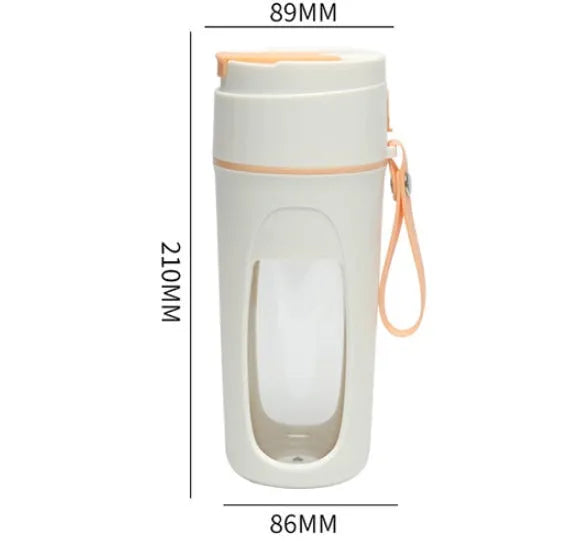 Portable USB blender with borosilicate glass cup in fresh orange colour