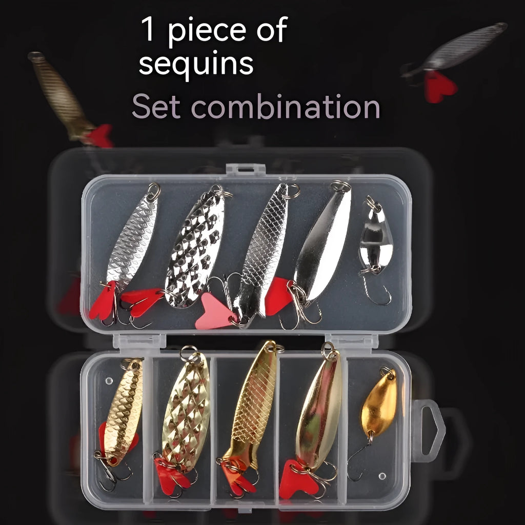 Metal sequin fishing lure components in pineapple shape with gold and silver flash elements