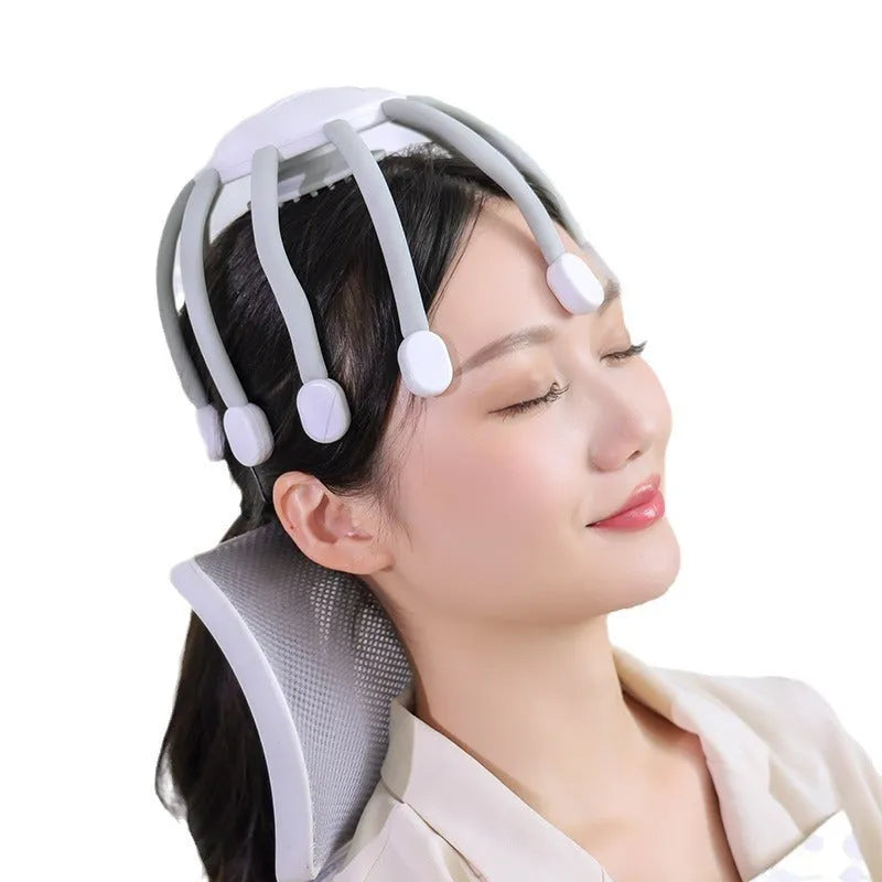 Black and white electric head massagers with multiple claws for scalp vibration