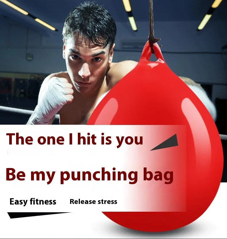 Red water filled boxing ball with hook rope for martial arts speed training