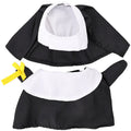 Black polyester nun costume for pets shown on dog, free size Halloween clothing