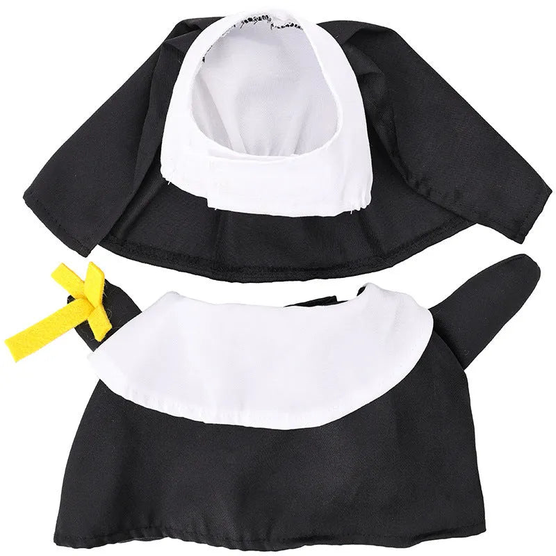 Black polyester nun costume for pets shown on dog, free size Halloween clothing