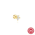 S925 sterling silver flat column threaded ear bone stud in a gold plating colour