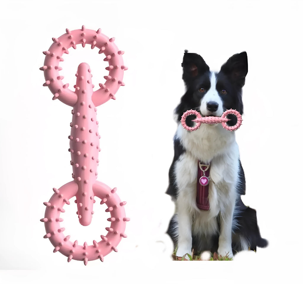 TPR dog chew toy ring in blue colour, 16cm diameter, for puppy teething and safe chewing