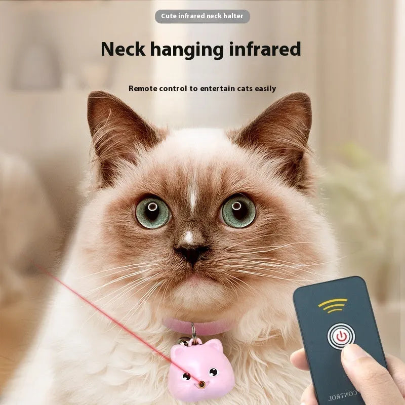 Rechargeable remote control cat collar with infrared halter and adjustable plastic collar in pink or blue options