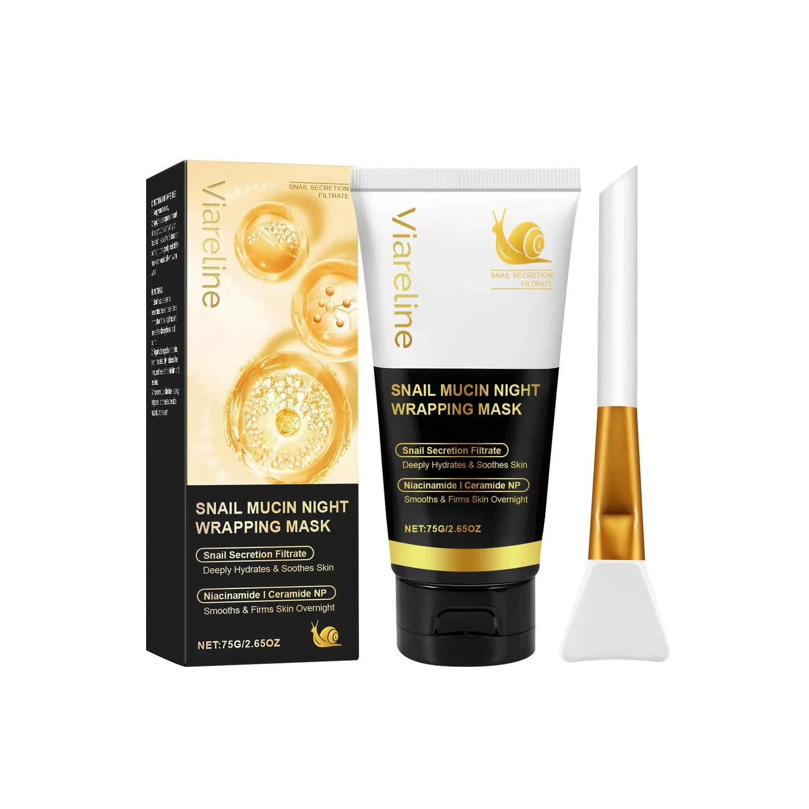 Turmeric sleep mask set showing cream container and application brush for overnight facial treatment