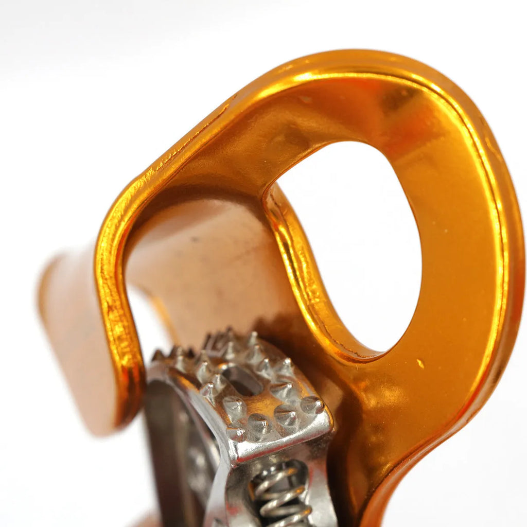 Yellow pre-abdominal ascender made from 7075 aluminium alloy for 8-13mm ropes with 150kg load capacity