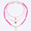 Polymer clay beaded multi-layer necklace with geometric alloy pendant, adjustable 41-50cm, for women