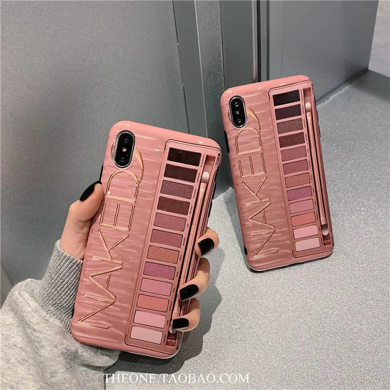 Eye shadow pattern silicone case for iPhone in flesh or grey colour.