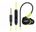 Ear-hook wired sports headset with inline microphone on 1.2m cable in red, green, blue, black colours