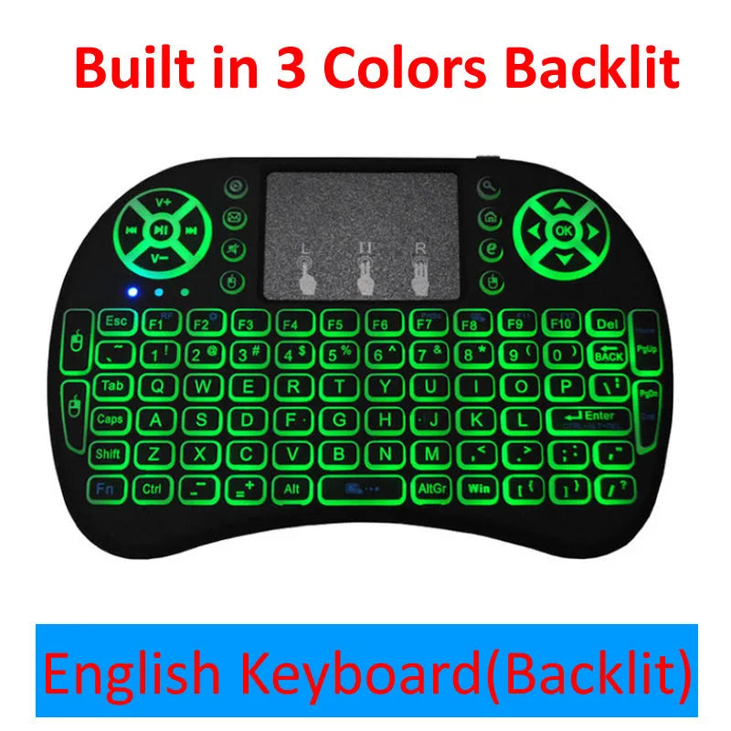 2.4G wireless mini keyboard with touchpad in black, 14.6 x 97.5 x 19 mm