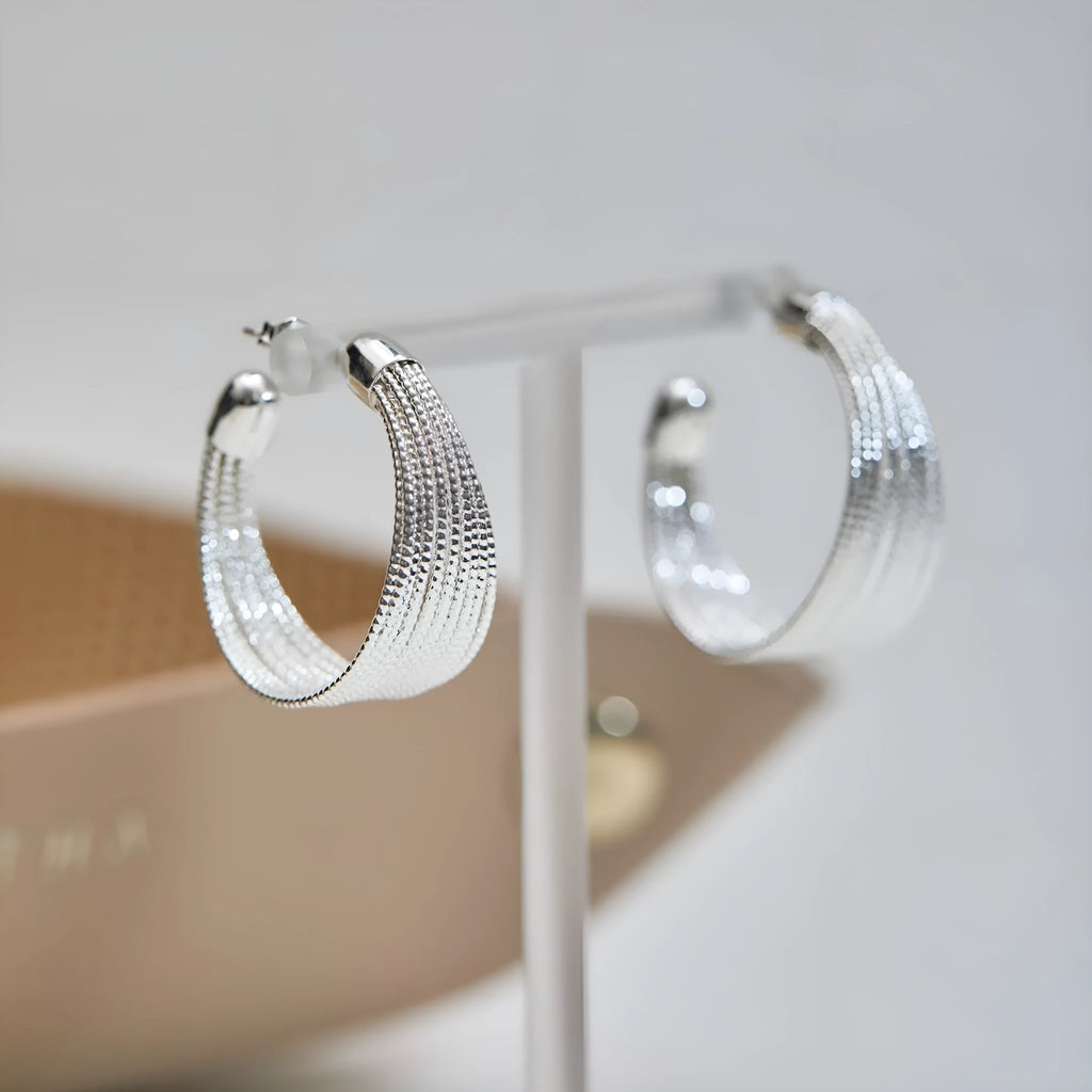 Multi-layer simple bracelet earrings set with silver and gold electroplated finishes