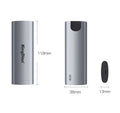 Grey mobile SSD hard drive with USB 3.0 connector for phones and computers.