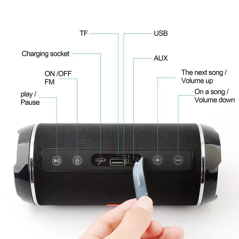Fashion outdoor portable wireless bluetooth speaker with fm radio and tf card playback black